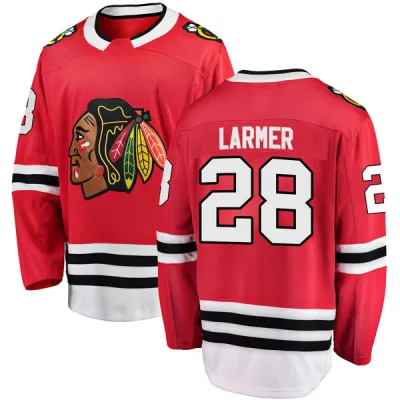 Youth Steve Larmer Chicago Blackhawks Red Home Jersey - Black Breakaway