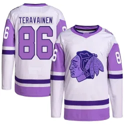 Youth Teuvo Teravainen Chicago Blackhawks Hockey Fights Cancer Primegreen Jersey - White/Purple Authentic