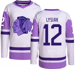 Youth Tom Lysiak Chicago Blackhawks Hockey Fights Cancer Jersey - Black Authentic