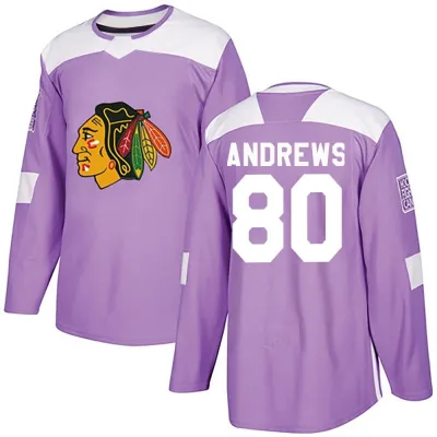 Youth Zach Andrews Chicago Blackhawks Fights Cancer Practice Jersey - Purple Authentic